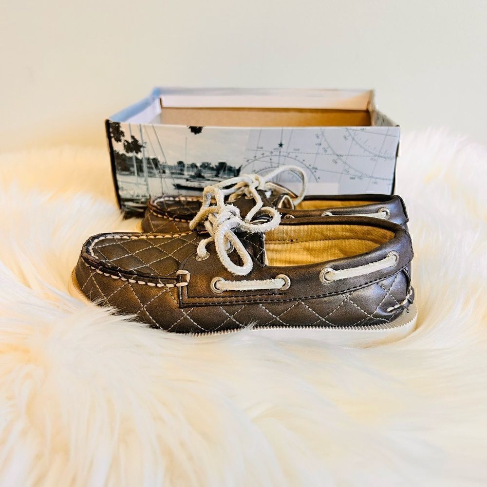 Sperry Top-Sider A/O Pewter Quilted Girls Boat Shoe Loafers! ❤️